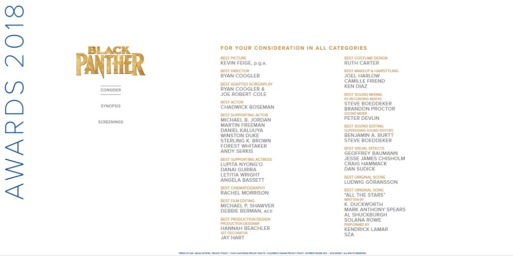Marvel Gencar Kampanyekan BLACK PANTHER Masuk Nominasi Best Picture Oscar 2019