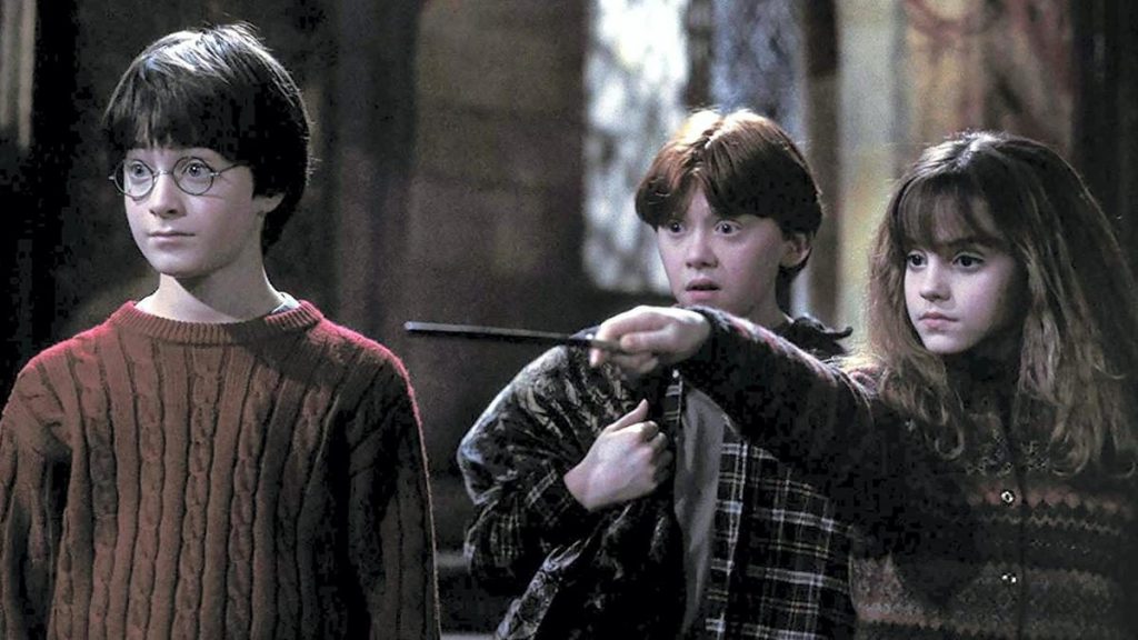 Harry, Ron, dan Hermione dalam Harry Potter 1 
