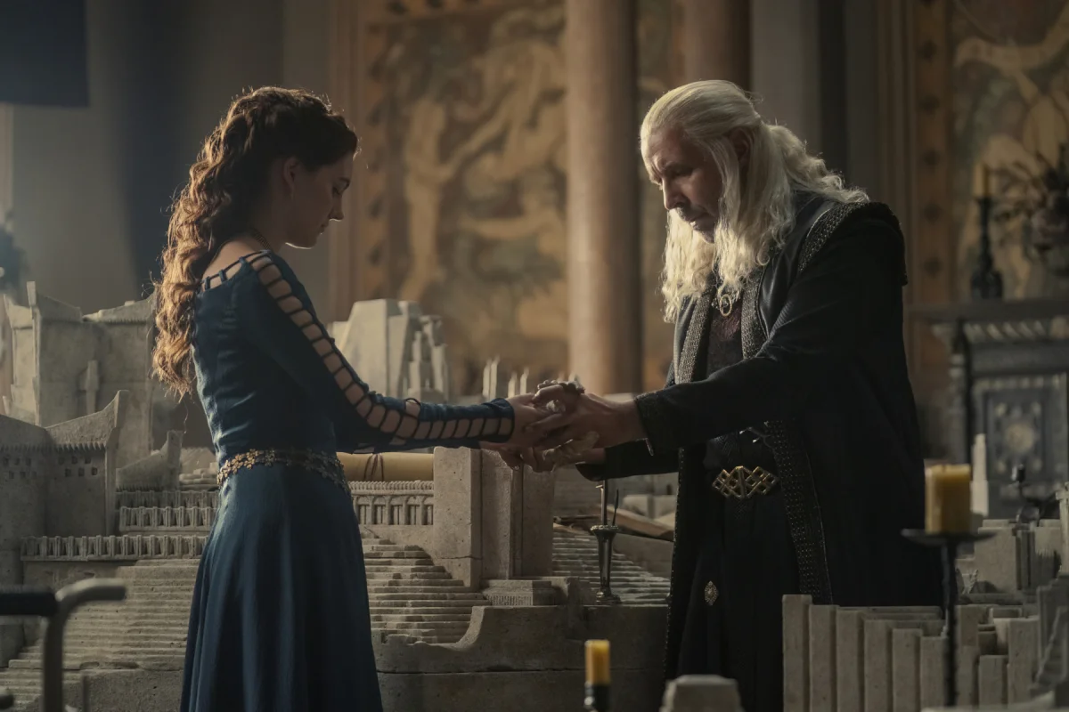 Alicent Hightower dan Raja Visery dalam House of the Dragon episode 3