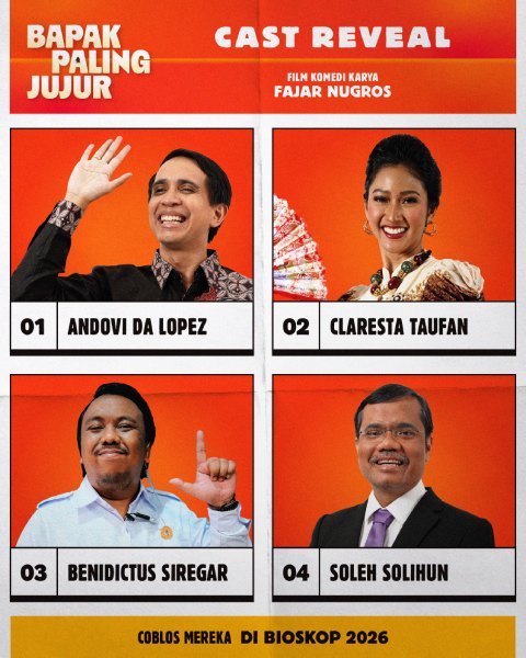 Andovi da Lopez, Claresta Taufan, Benidictus Siregar, Soleh Solihun bintangi Bapak Paling Jujur